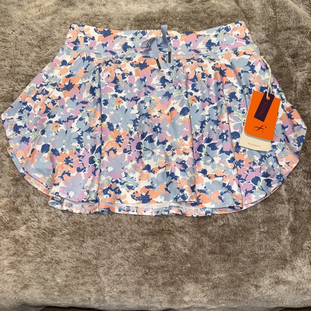 Freely Floral Nola Skort Size L Blue Multi New